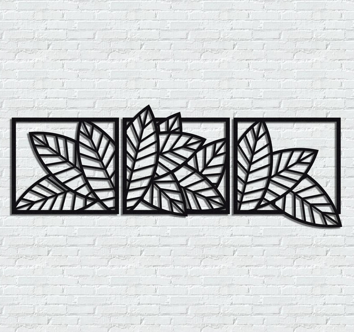 3D wooden 3 Piece Long Leaf Panels | Wall Hanging wooden Art