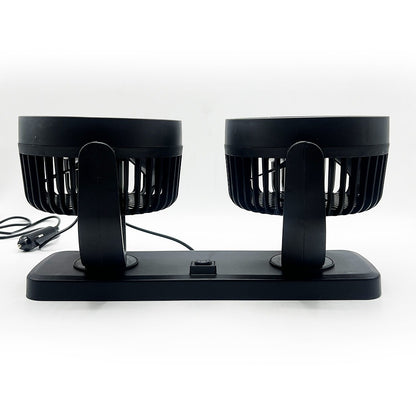 Car Fan Dual Head 4-Inch 12V/24V 360° Rotating Low Noise Cooling