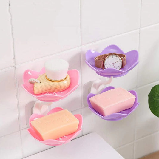 Wall Mounted Double Layer Lotus Flower Shaped Soap Holder (random color)