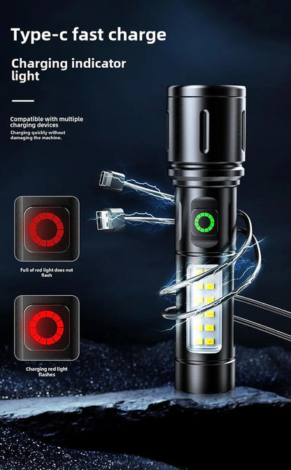 Rechargeable White Laser Super Battery Aluminum LED Flashlight, Body Tactical,Long Battery