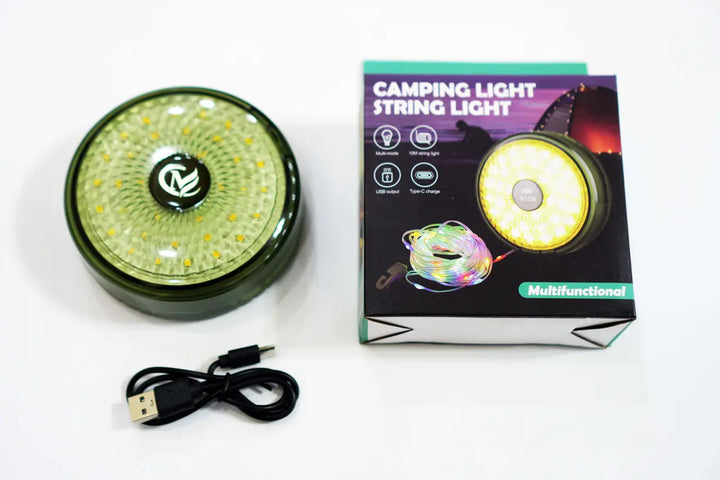 Hanging lantern with garland, camping atmospheric garland, rechargeable LED garland 9 m