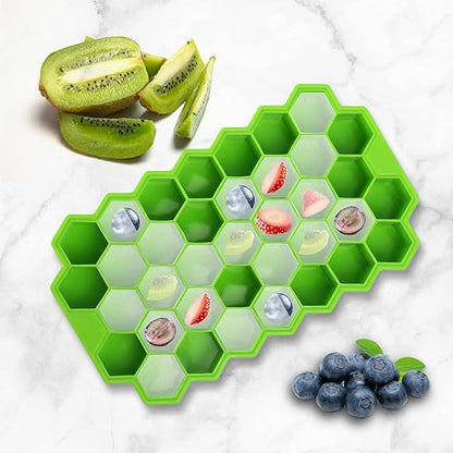 Silicone Ice Tray With Plastic Cover Cap | Push Pop Out Round