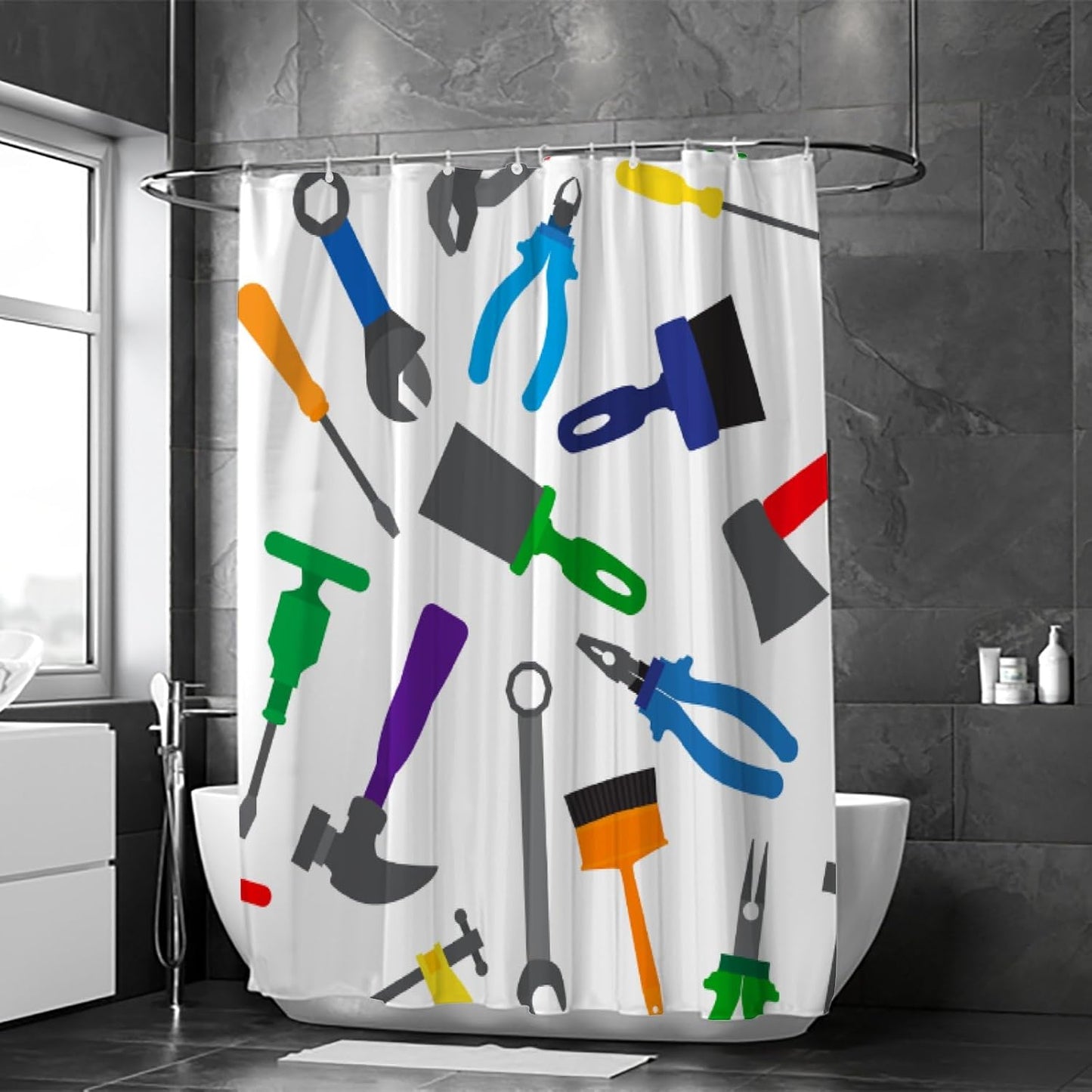 Bathroom Shower Curtain ,Modern Waterproof with 12 Hooks(random )