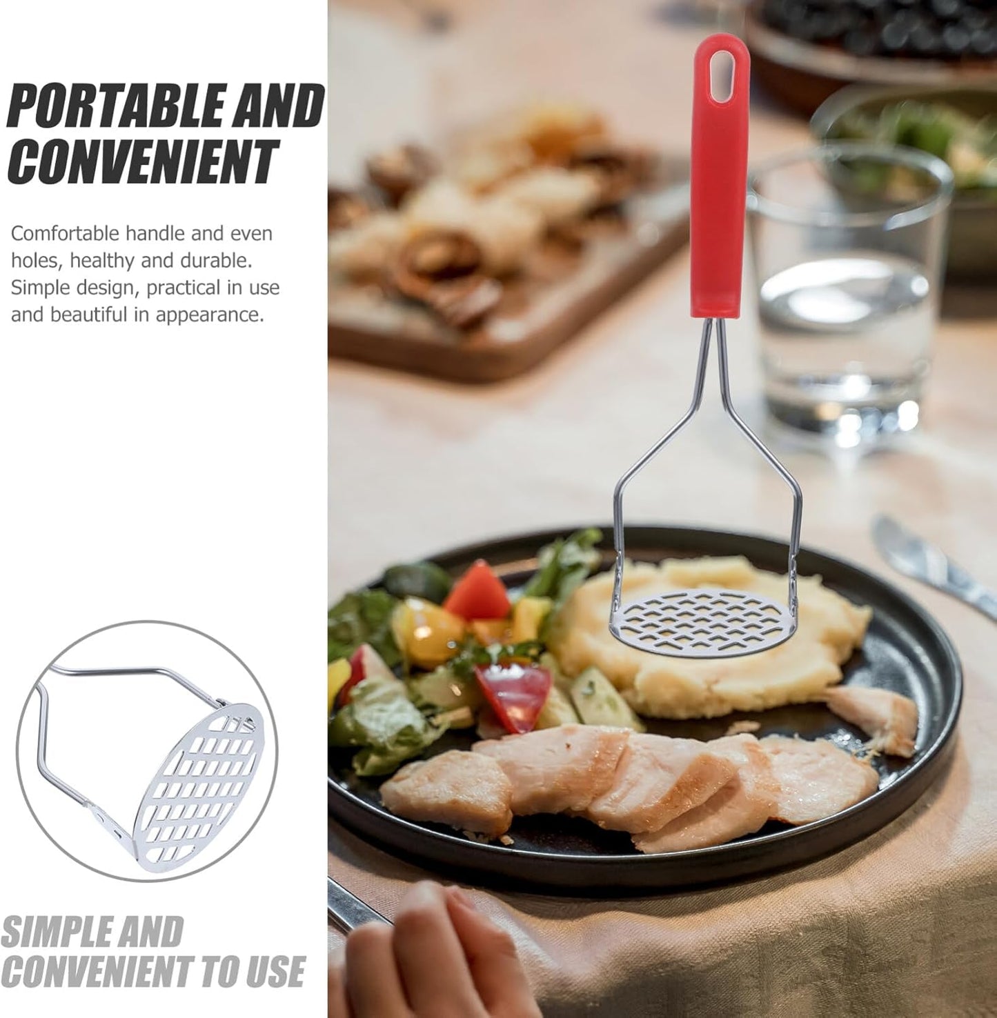 Potato Masher Stainless Steel Manual Kitchen Vegetable Ricer Fruit Banana Egg Crusher