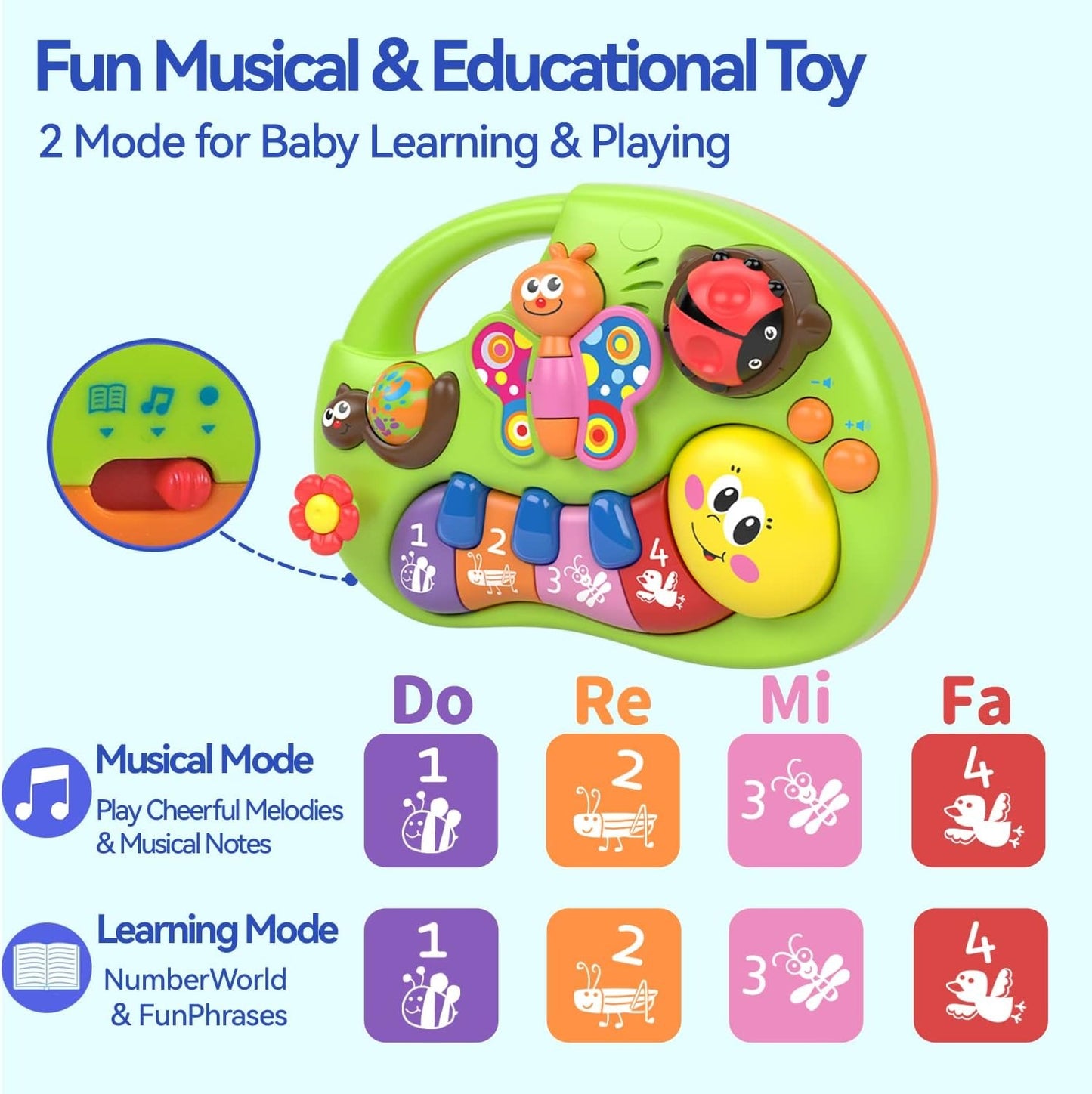 Smiley Piano For Baby - Baby Musical Keyboard Development Toys Newborn Interactive
