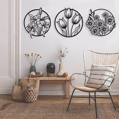 (3 pcs set )3D floral abstract Wooden Wall Art &amp; Home Decoration