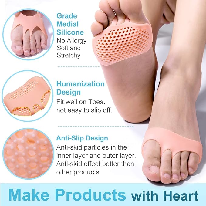 Silicone Gel Half Toe Heel Sleeve | Forefoot Insole Shoes Pain Relief