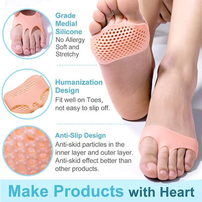 Silicone Gel Half Toe Heel Sleeve | Forefoot Insole Shoes Pain Relief