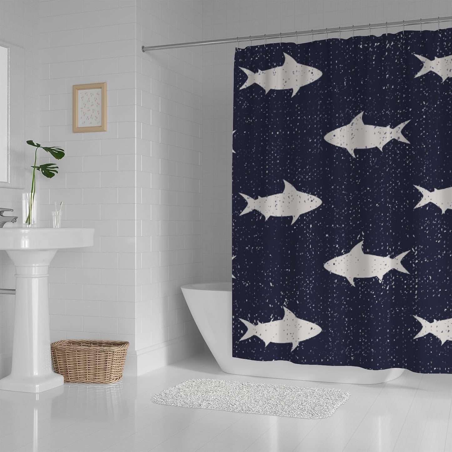 Bathroom Shower Curtain ,Modern Waterproof with 12 Hooks(random )