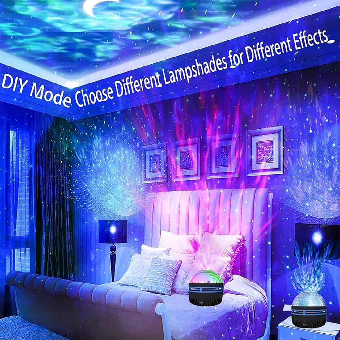 LED Starry Galaxy Projector Night Light Rotating Star Moon Lamp Bedroom Aurora