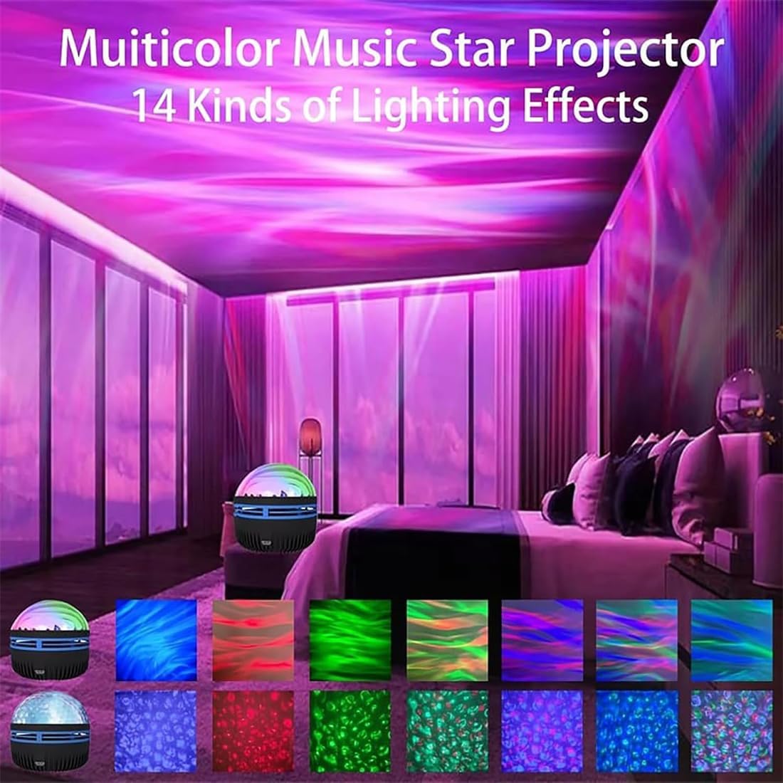 LED Starry Galaxy Projector Night Light Rotating Star Moon Lamp Bedroom Aurora