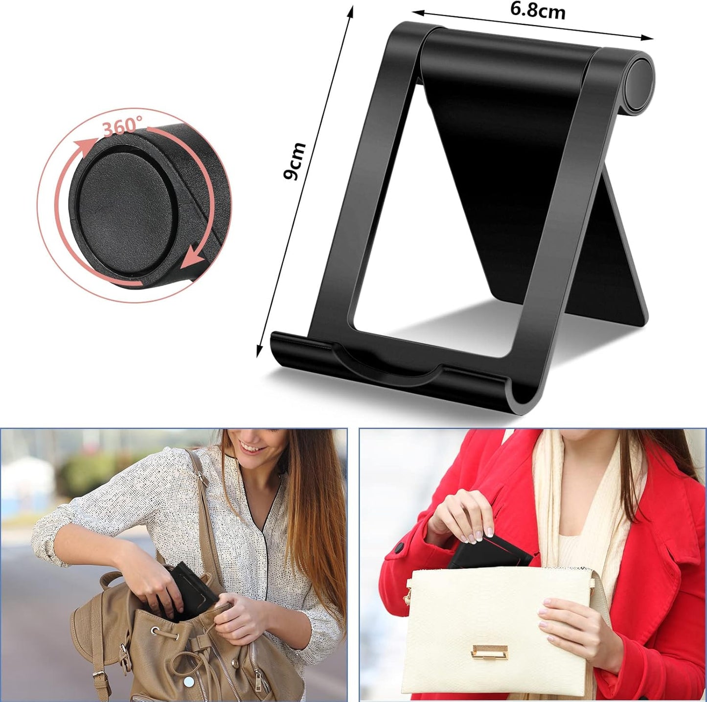 Portable Mobile Phone Holder Multi-Angle Universal Mobile Phone Stand 360° Rotateable Phone