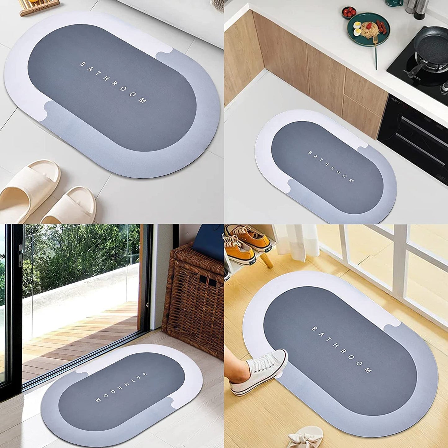 Nonslip Soft Rubber Bath Mat for Bathtub and Shower, Anti Slip Bacterial