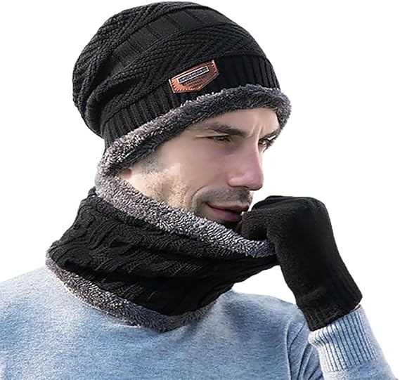 Head &amp; Neck Cap Beanies Combo - woolen winter beanie cap with