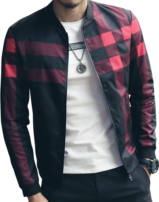 Men's Stylish Zipper Jacket with Contrast Checked Zipper | Jacket For Men's