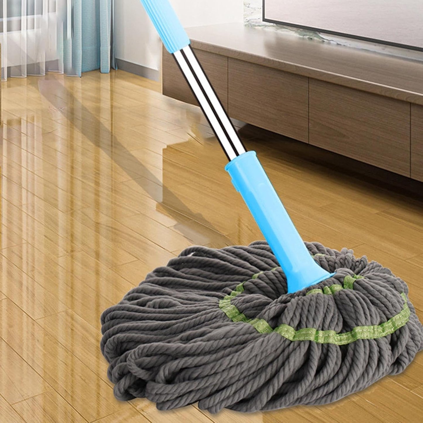 Extendable Twist Mop Fine Fiber Floor Mop - 2-in-1 Rotatable Adjustable Mop