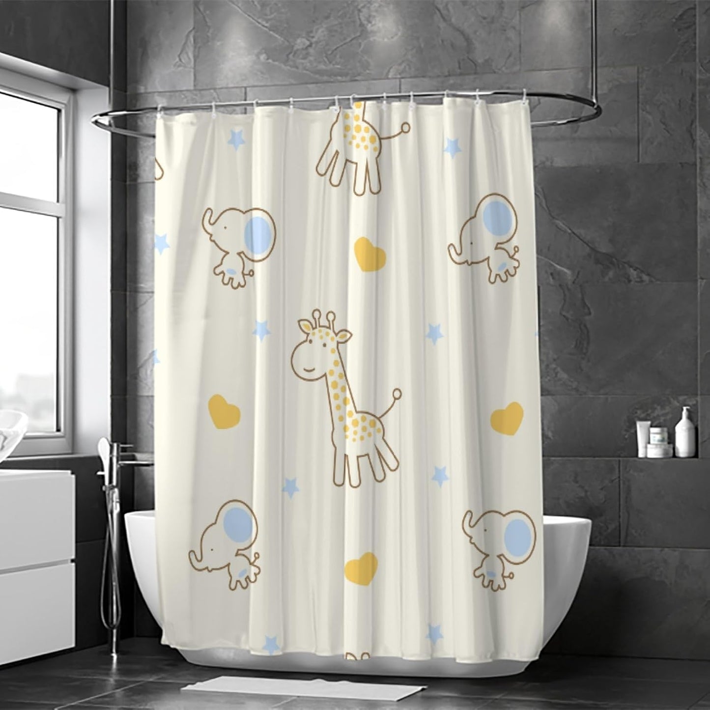 Bathroom Shower Curtain ,Modern Waterproof with 12 Hooks(random )
