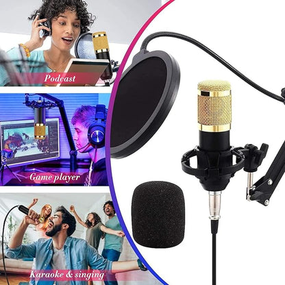 Podcast Mic Set With Live Sound Card,condenser Microphone With Rechargeable 12 Kinds