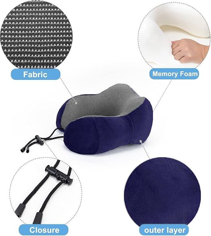 U Shaped Travel Pillow Memory Foam Neck And Head Support (random color)