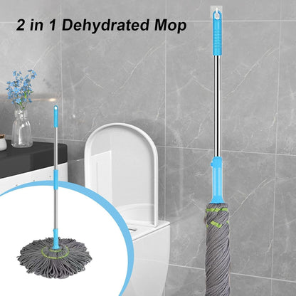 Extendable Twist Mop Fine Fiber Floor Mop - 2-in-1 Rotatable Adjustable Mop