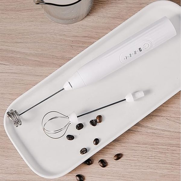 2 in 1 Electric Milk Frother Whisk Egg Beater USB Rechargeable Coffee