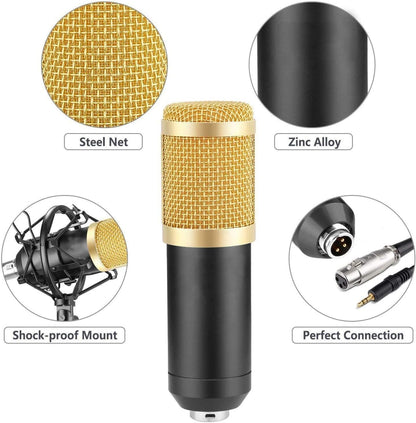 Professional Condenser Microphone - Podcast Mic Set Condenser Microphone With Rechargeable Auxiliary