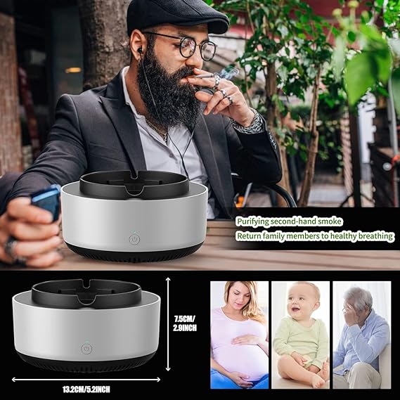 Ashtray With Air Purifier, Ashtray Smokeless | Multipurpose Ashtray With Air Purifier