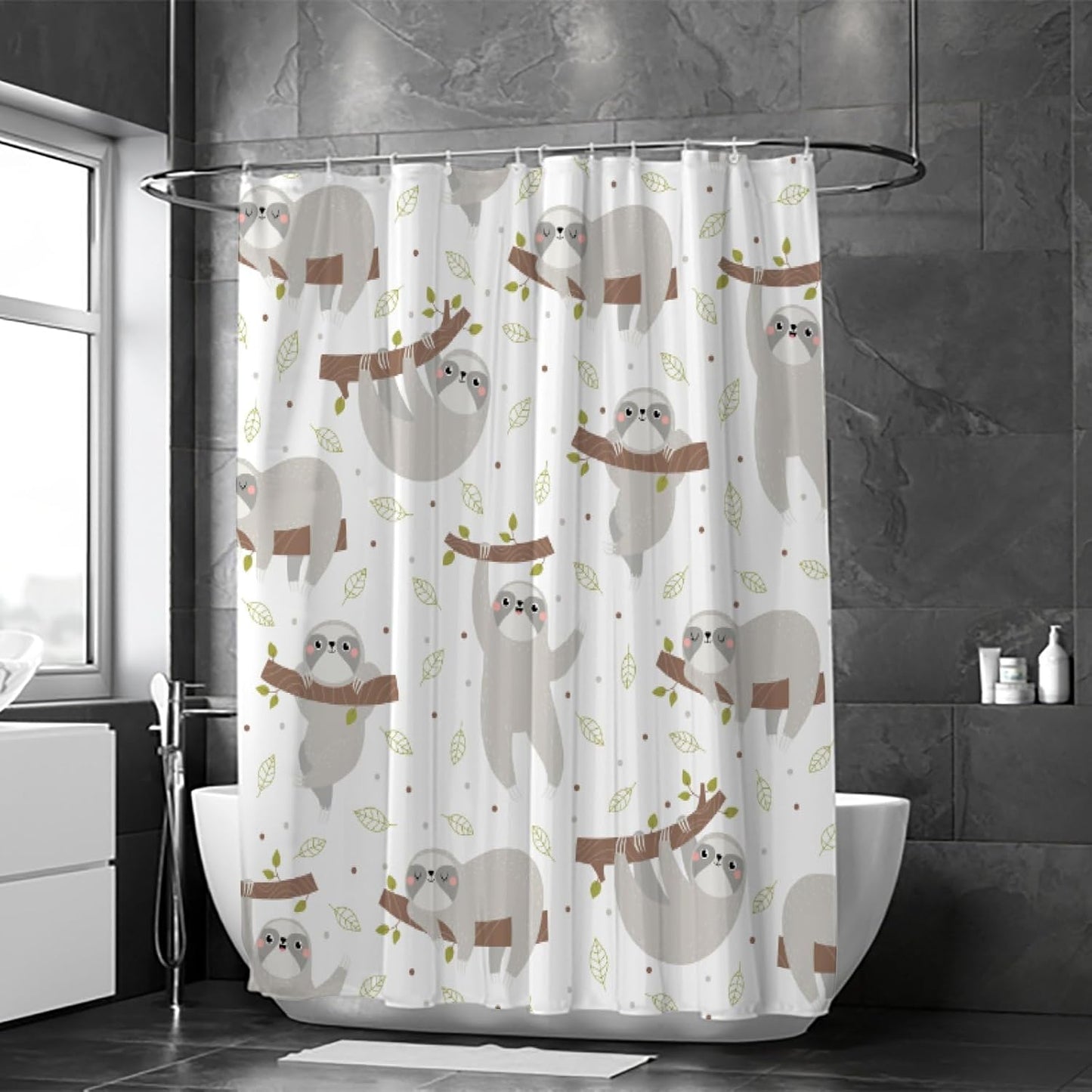 Bathroom Shower Curtain ,Modern Waterproof with 12 Hooks(random )