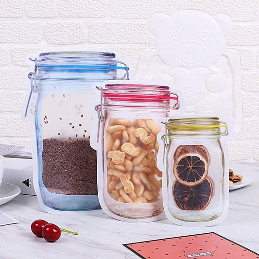 11 Pcs Mason Jar Bags Food Nuts Candy Cookies Ziplock Bags Seal