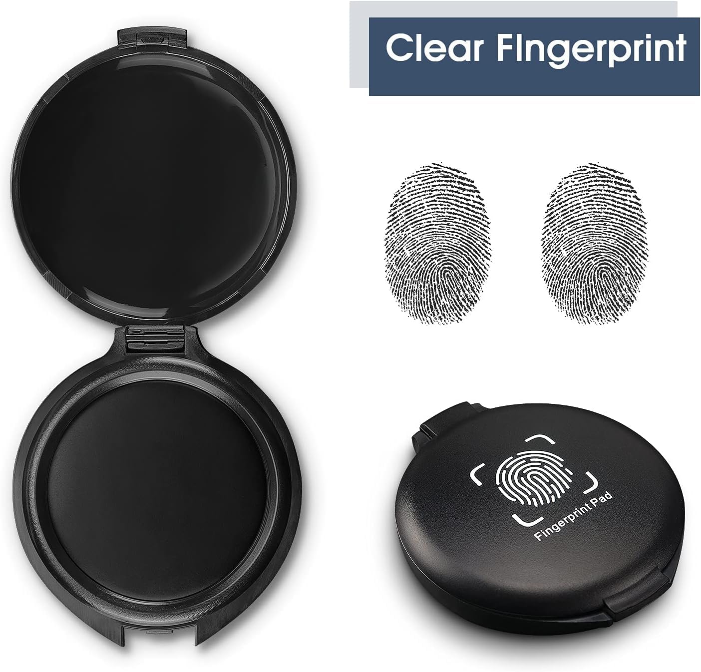 Black Stamp Pad Waterproof Mini Fingerprint Ink Pad Portable Black Thumbprint Ink