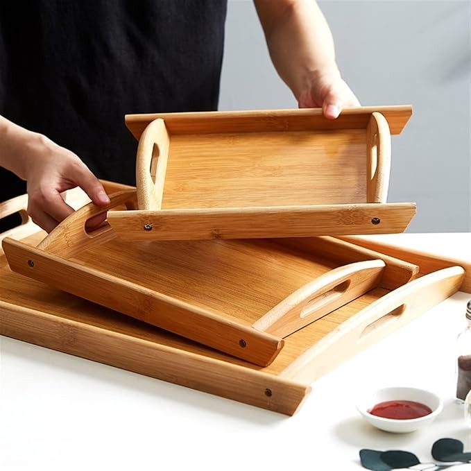 03 Pcs Set Wood Serving Tray For Kitchen | Best Quality Wooden