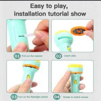 Slide Projector Torch Projection Light,Children's Flashlight Toy Projection Flashlight Early Education Picture