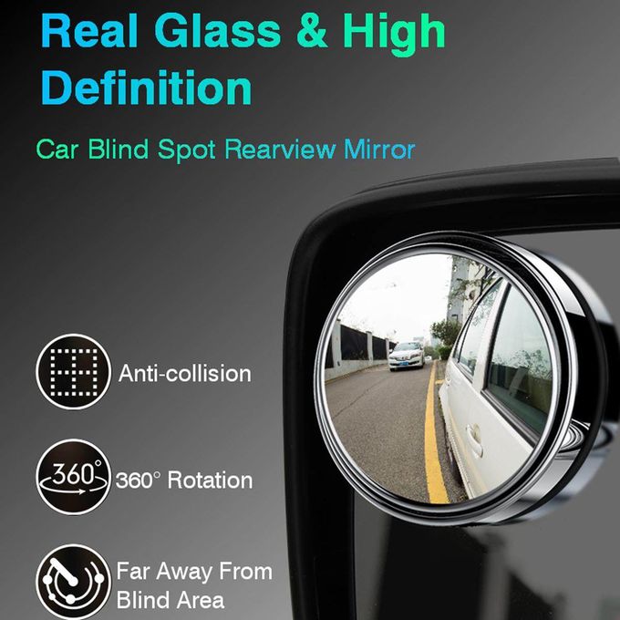 2pcs Round Blind Spot Mirrors Wide-Angle Lens for Enhanced Rear and