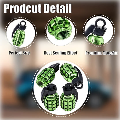 Pack of 2 - Grenade Tyre Air Valve Nozzle Caps for Car