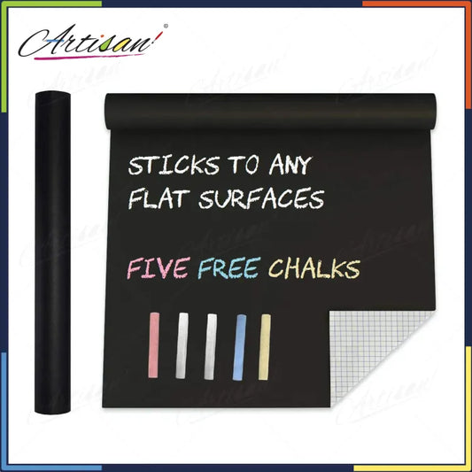 Artisan - Blackboard Chalkboard Vinyl Sticker Washable, Reusable - DIY Black Board