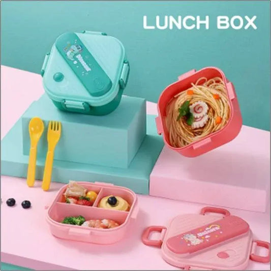 3 Grids Unicorn Lunch Box For Children Students Sandwich Fruit Food Storage