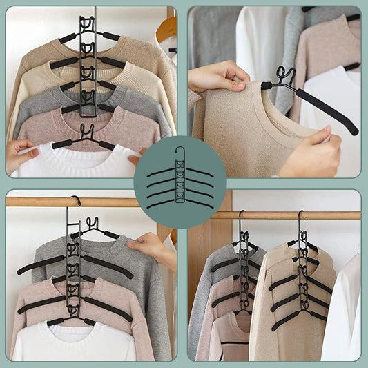 5 in 1 Hangers Space Saving, Heavy Duty Non-Slip Hangers with Padded