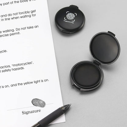 Black Stamp Pad Waterproof Mini Fingerprint Ink Pad Portable Black Thumbprint Ink