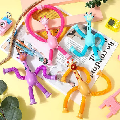 1 Pcs of Animal Pop Tubes Cartoon Giraffe Suction Cup Toys Kids