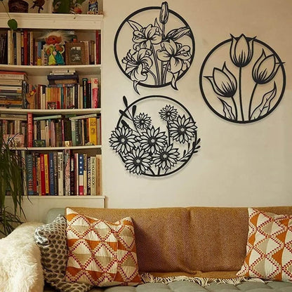 (3 pcs set )3D floral abstract Wooden Wall Art &amp; Home Decoration