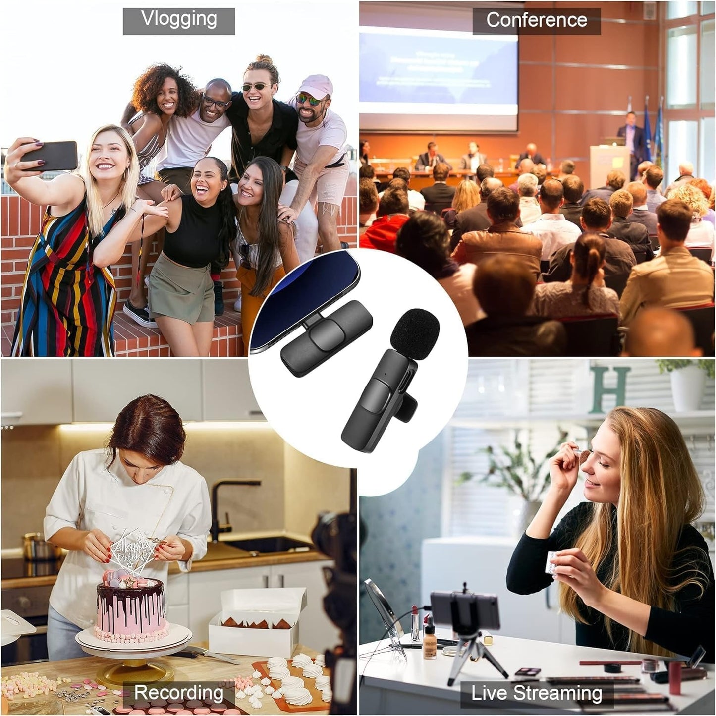 WIRELESS MIC K9 Dual Microphone Mic Plug &amp; Play USB Type C