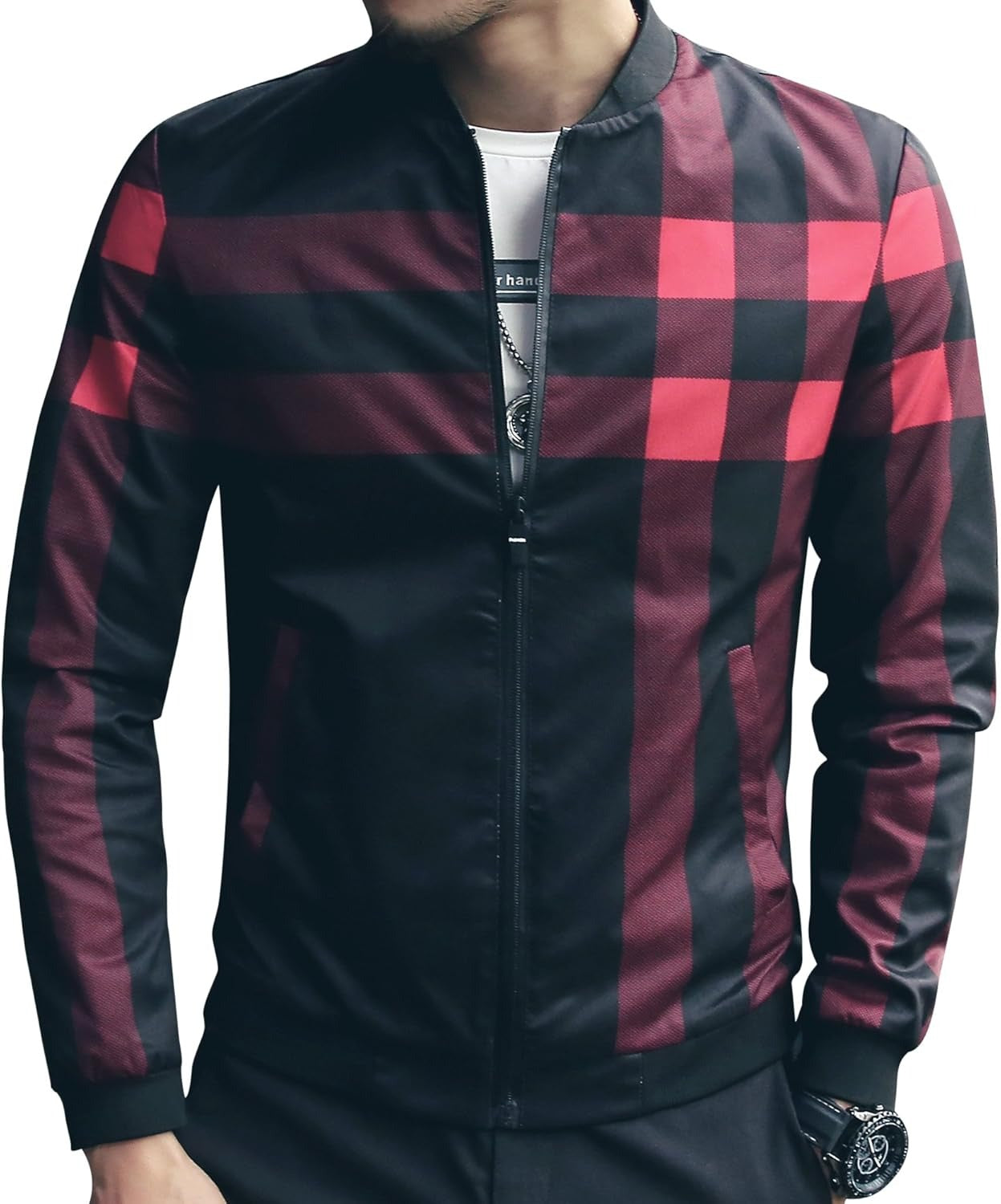 Men's Stylish Zipper Jacket with Contrast Checked Zipper | Jacket For Men's