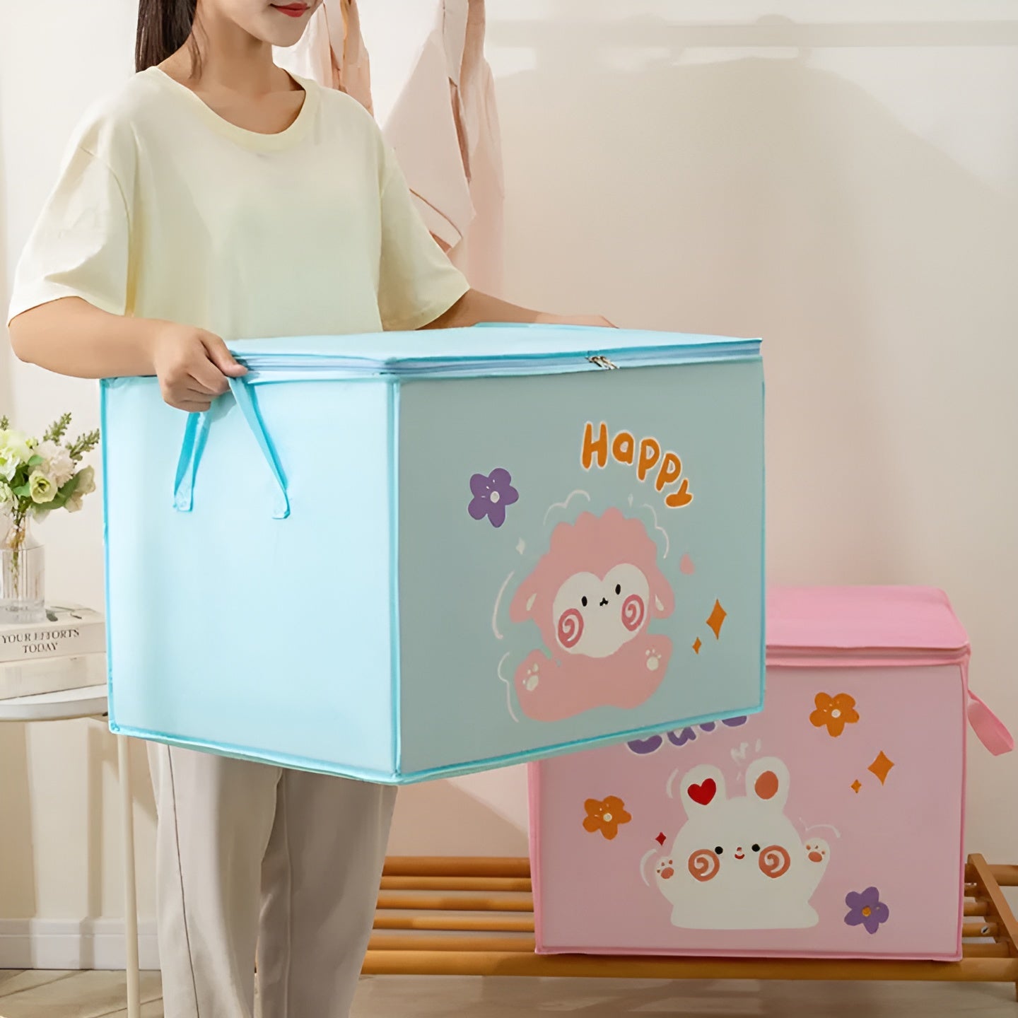 Lucky Teddy Bear Storage Bag - Clothes &amp; Toy Organizer | Cartoon