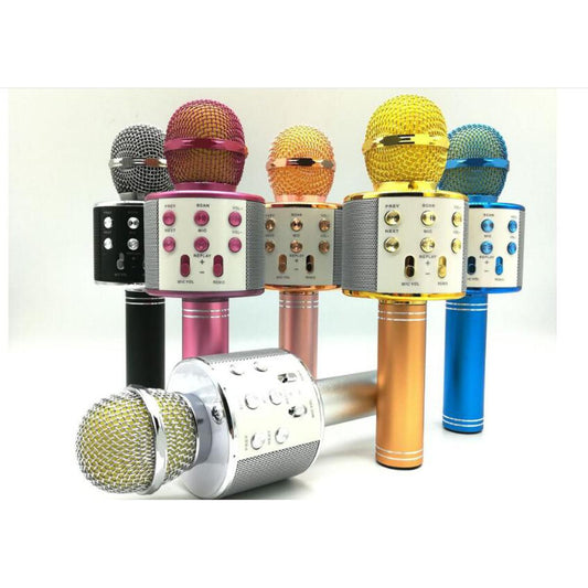 WS-858 Wireless Bluetooth Handheld Karaoke Portable Microphone with Built-in Rechargeable Speaker (random
