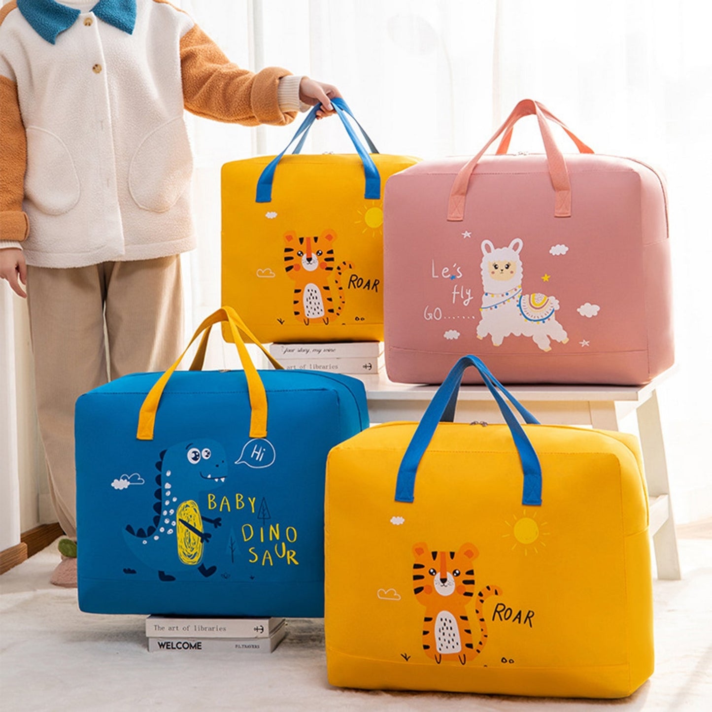 Adorable Baby Dinosaur-Themed Cloth Organizer and Storage Handbag Portable, Lightweight, and