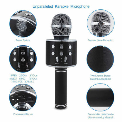 WS-858 Wireless Bluetooth Handheld Karaoke Portable Microphone with Built-in Rechargeable Speaker (random