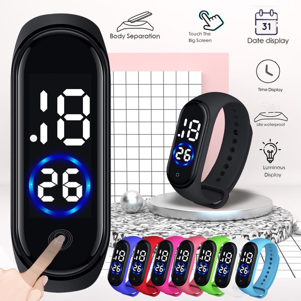 Digital Wrist Band Fashion Rubber LED Cell Operated Sports Unisex Watch Waterproof