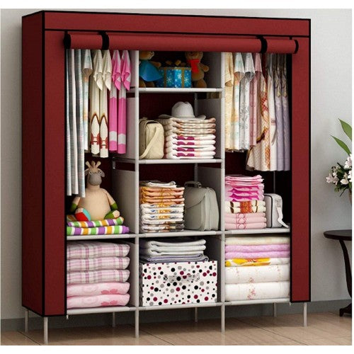 3 Door Fancy &amp; Portable Foldable Closet Wardrobe Storage Organizer with Shelves