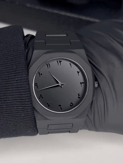 BLACK AURA Quartz Watch Lightweight Design, Arabic dial