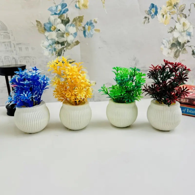 Pack of 4 Mini Planters | Artificial Decoration mini Plants